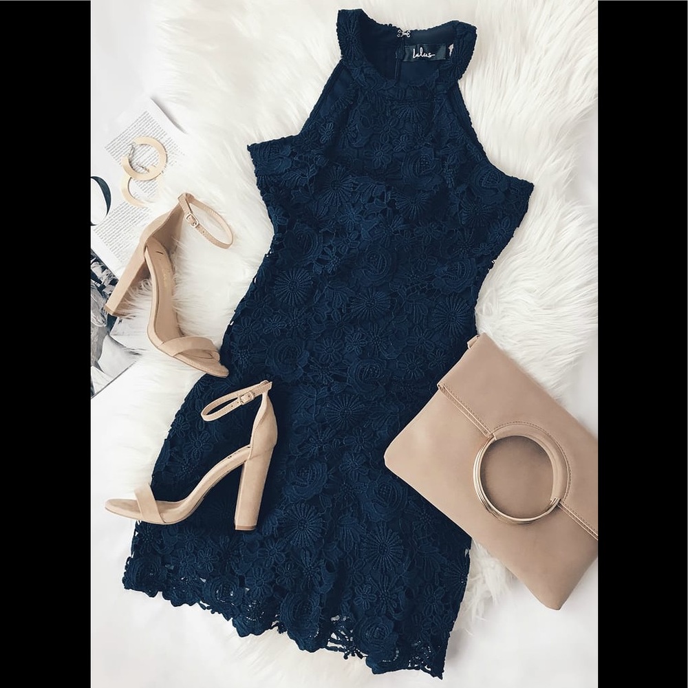 Lulu’s Love Poem Navy Blue Lace Dress